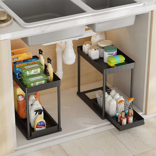 Multi-Functional Kitchen Shelf | Nail-Free Installation | Rust-Proof Carbon Steel Organizer | Waterproof & Strong Load-Bearing | Random Colour