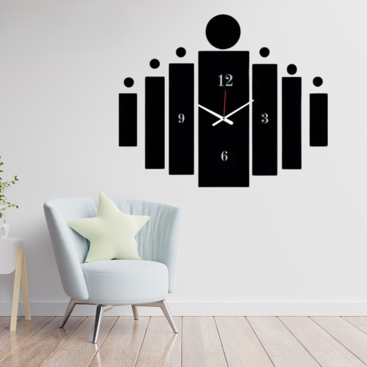 3d Tile Wall Clock | Wooden Tile Wall Clock Frame wall Art | Wall decoration | Decor For Home Wall Decoration Attractive Wooden Wall Art - Large