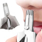 Stainless Steel Manual Nose Hair Trimmer – Portable 6-Teeth Precision Trimming Tool with Drawstring Bag and Brush