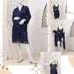 Women's Luxury Silk Nightwear Set with Black Lace – 3 Piece Robe & Slip Dress SKU R-011 (Color Black Free Size)
