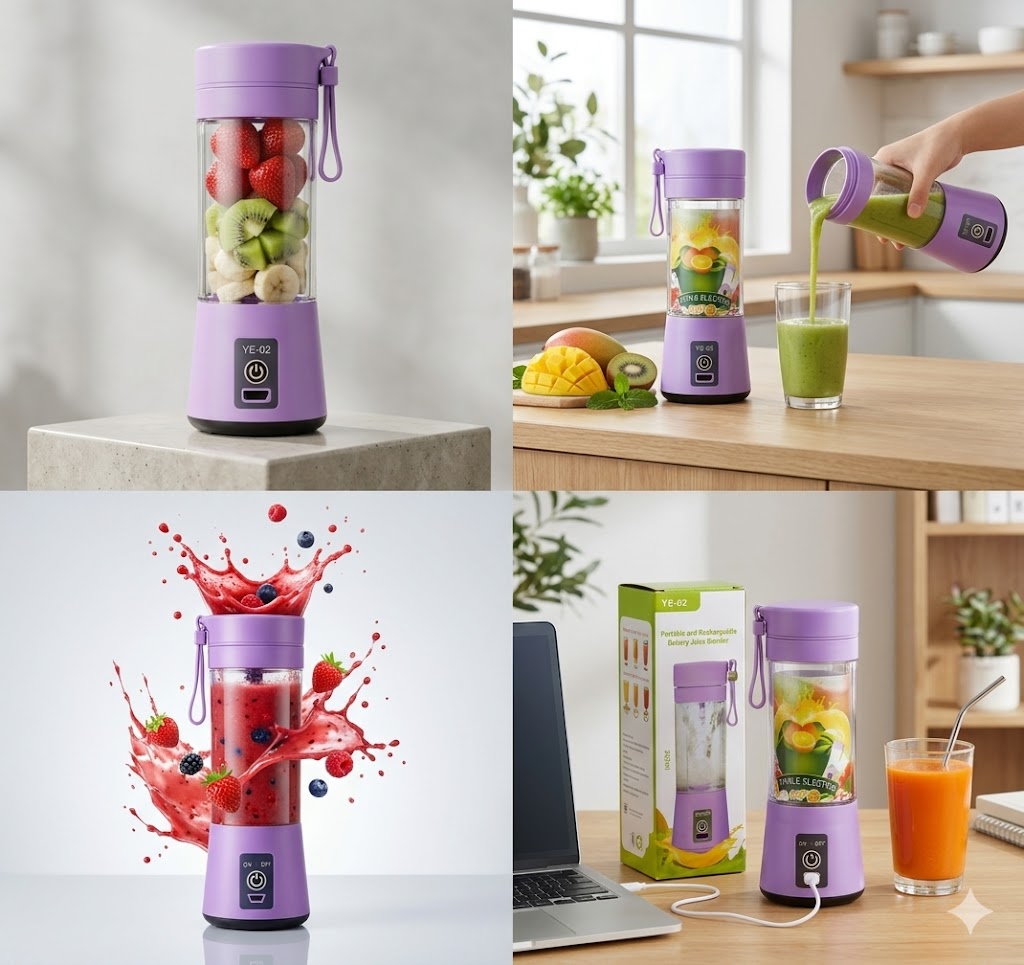 Mini Portable  USB Rechargeable Juicer Blender 6 Blades