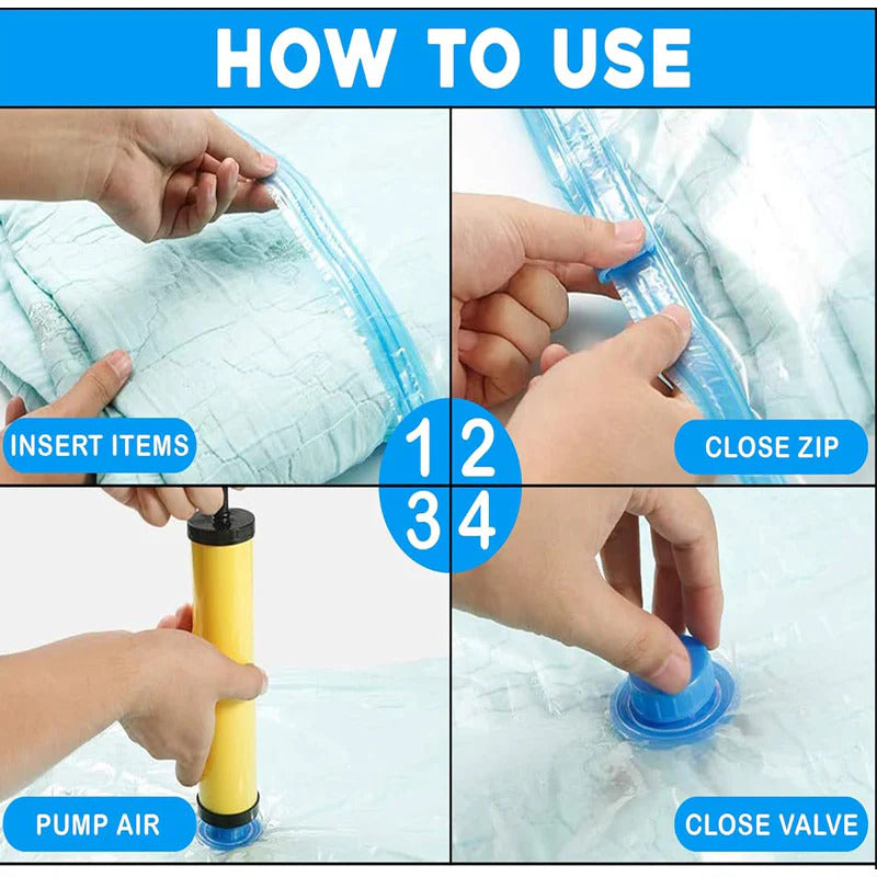 5-Pack Vacuum Storage Bags with Hand Pump