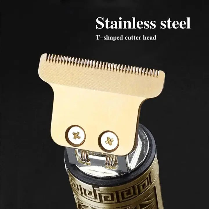 Vintage T9 Metal Body Hair Trimmer for Men – USB Rechargeable