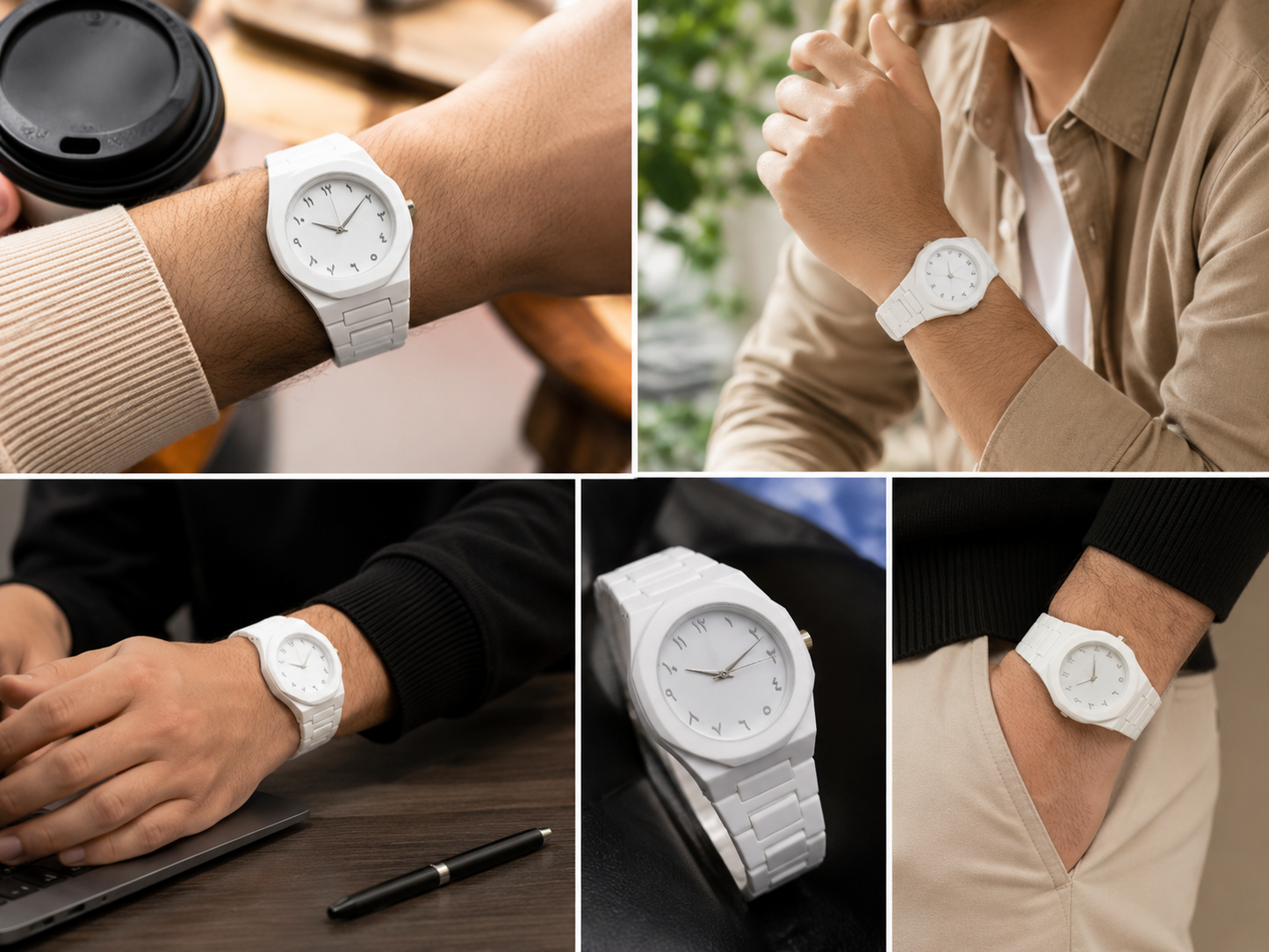 Full White Aura Watch Elegant Design Durable Build Comfortable Strap Clear Display Perfect For Daily Wear And Special Occasions