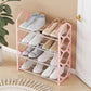 4-Layer Space-Saving Shoe Rack | Portable Dustproof Shoe Organizer With Cover | Closet & Home Shoe Stand | Plastic + Metal Body - Random Colour