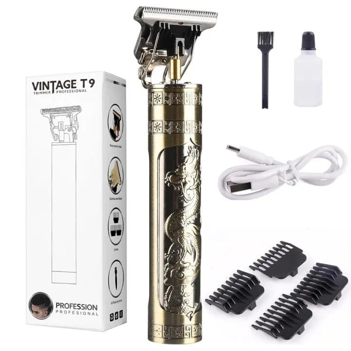 Vintage T9 Metal Body Hair Trimmer for Men – USB Rechargeable