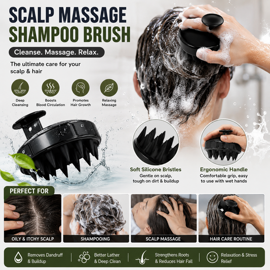 Scalp Shampoo Brush | Soft Silicone Scalp Massager & Hair Scrubber for Deep Cleansing | Wet & Dry Use (Random Color)