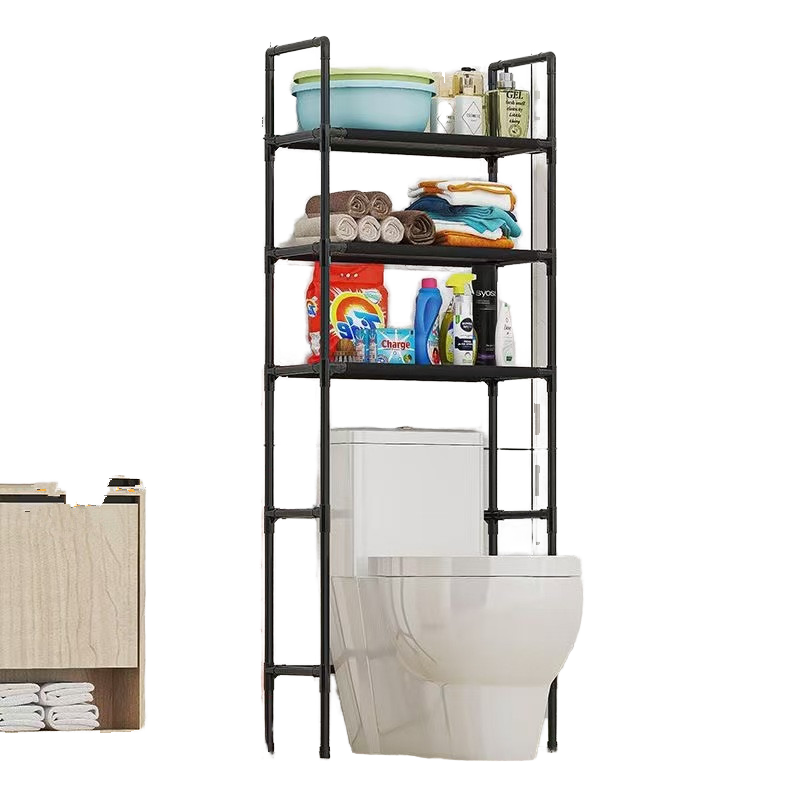 Multi-Layer Bathroom Storage Rack | Space-Saving Toilet Organizer | Strong Carbon Steel Shelf For Towels & Toiletries