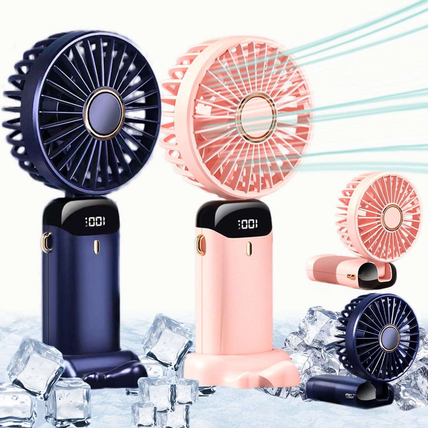 Rechargeable Hand Fan with LED Display | 5 Speed Modes Portable Mini Handy Fan for Kids & School Use