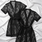 Couple Matching Romantic Robe / Gown Set – Sensual Net Nightwear for Men & Women (Pack of 2) | SKU: DC-C004 | Black