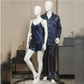 Premium Satin Silk Couple Night Suit Pajama / Short Set – Matching Luxury Nightwear for Men & Women (4 Pcs) | SKU: DC-C010 ~ Black