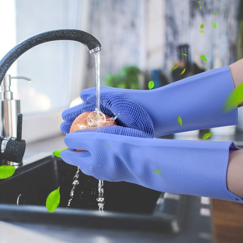 Silicone Washing Full Finger Gloves - For Home (Random Colors)