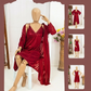 Premium Silk 2-Piece Bridal Nightwear Set - Elegant Lace Embroidery Sleepwear Free Size Sku:R-017 - Black