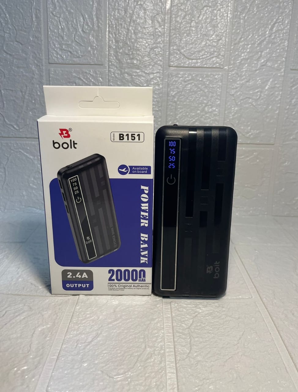 Bolt Power Bank 20000mAh Dual USB, Fast & Reliable Charging Black