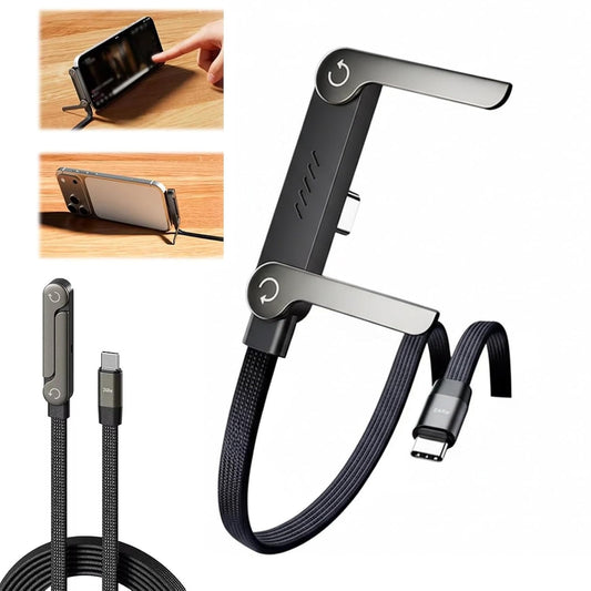240W 2-in-1 USB-C to C Fast Charging Cable With Foldable Bracket | Type-C to Type-C Data Cable & Desktop Holder