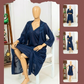 Premium Silk 2-Piece Bridal Nightwear Set - Elegant Lace Embroidery Sleepwear Free Size Sku:R-017 - Black