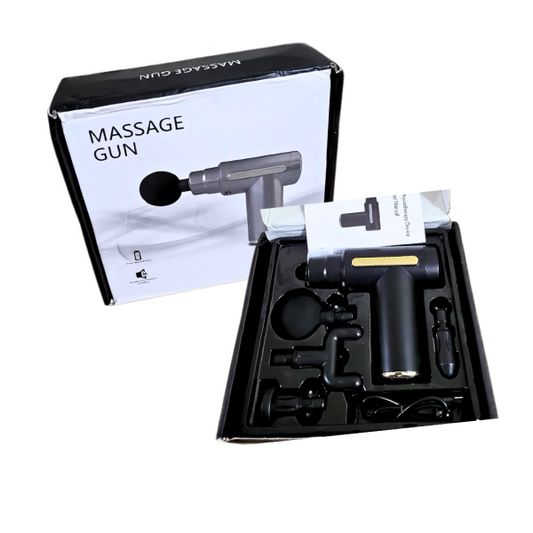 4-in-1 Gun Massager | 6 Speed C-Type Massager For Deep Tissue Massage | Portable Handheld Electric Body Therapy for Pain Relief, Relaxation & Muscle Recovery (Random Color)