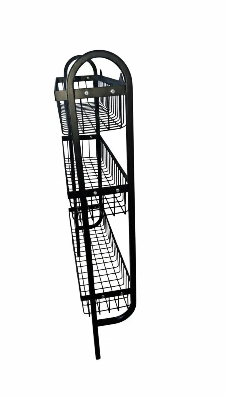 Wall Mounted Spice Rack Black Stainless Steel 3 Tier – DIY Assembly Required (Self Assemble)