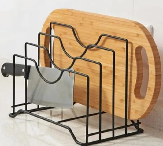 Multi Functional Kitchen Cutting Board And Pot Lid Organizer Rack Durable Space Saving Storage Solution For Daily Use