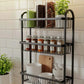 Wall Mounted Spice Rack Black Stainless Steel 3 Tier – DIY Assembly Required (Self Assemble)
