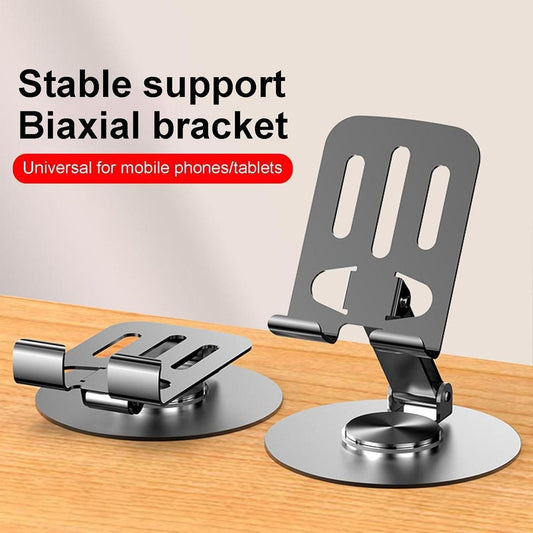 ZY034 Adjustable Desktop Mobile Phone Holder | Premium ABS Metal Biaxial Bracket Stand | 360 Degree Rotating Universal Table Mount - Grey