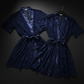 Couple Matching Romantic Robe / Gown Set – Sensual Net Nightwear for Men & Women (Pack of 2) | SKU: DC-C004 | Black