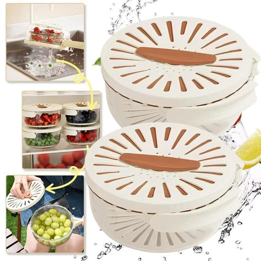 Multi-Functional Vegetable & Fruit Cleaning Basket | Folding Drainage & Storage Box | Fresh-Keeping Kitchen Filter Container
