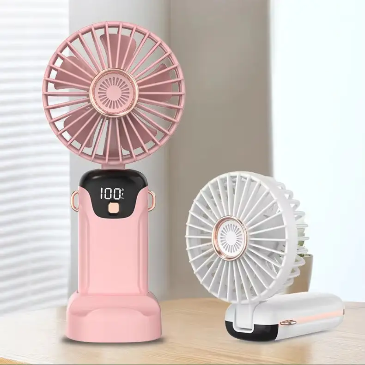 Rechargeable Hand Fan with LED Display | 5 Speed Modes Portable Mini Handy Fan for Kids & School Use