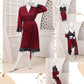Women's Luxury Silk Nightwear Set with Black Lace – 3 Piece Robe & Slip Dress SKU R-011 (Color Black Free Size)