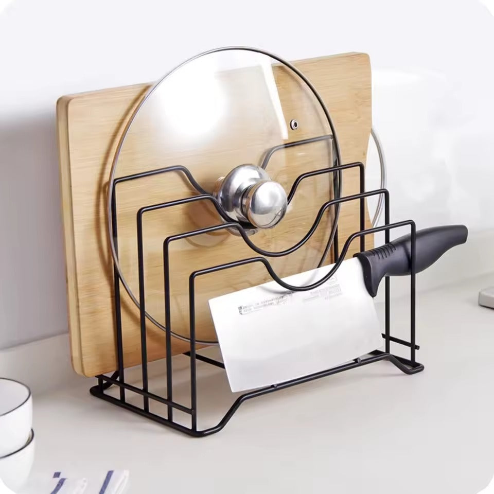 Multi Functional Kitchen Cutting Board And Pot Lid Organizer Rack Durable Space Saving Storage Solution For Daily Use